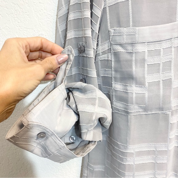 Express V neck Gray Semi Sheer Button Up Womans SM - Picture 3 of 7